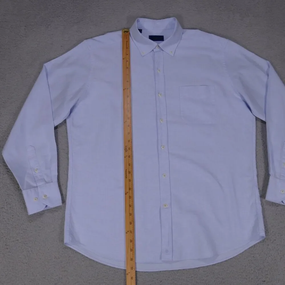 David Donahue Shirt Mens Large Blue Oxford Button Down Long Sleeve